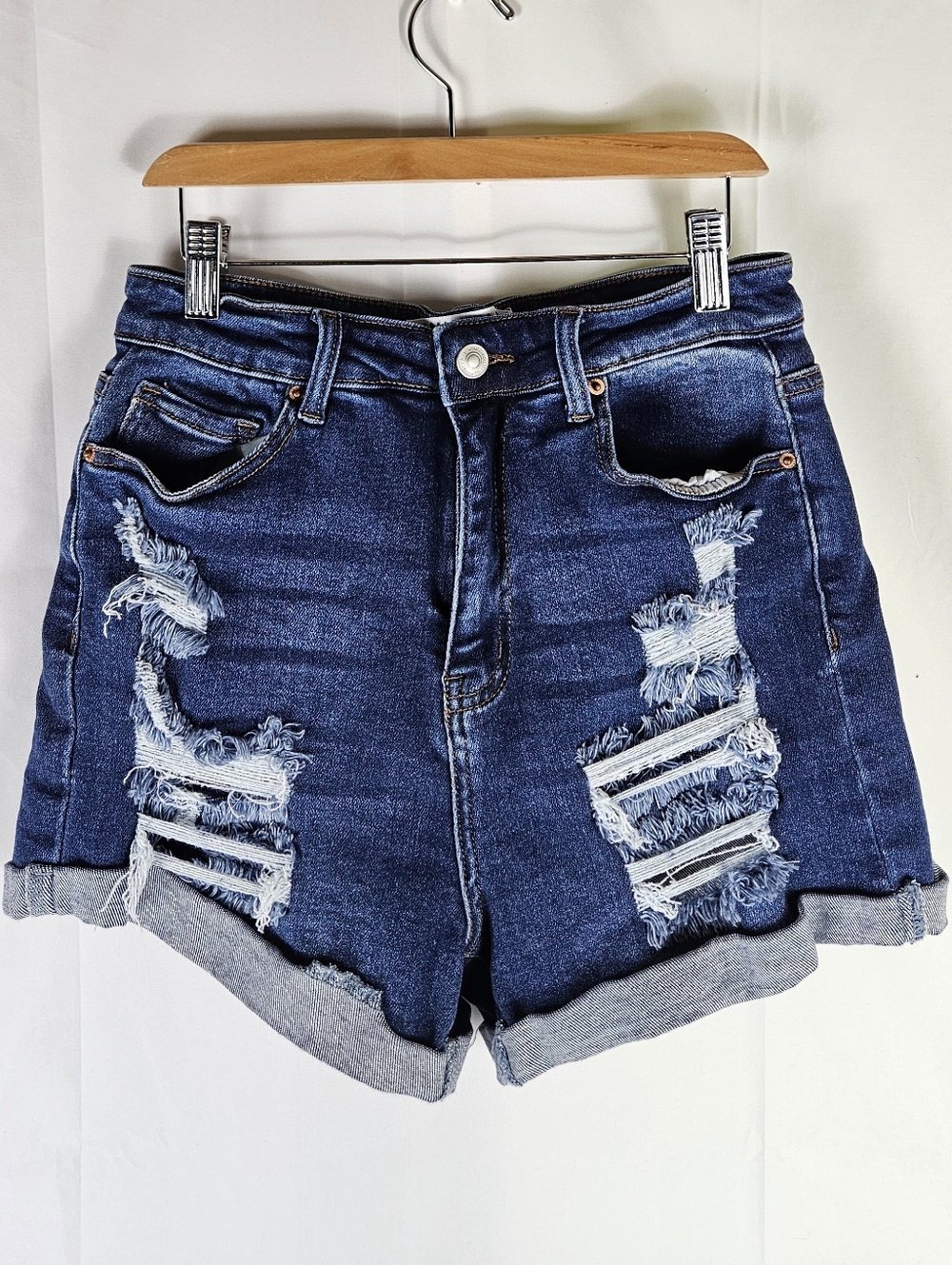 Wax Jean Collection Distressed Shorts Womens M Denim Casual Coquette Festival